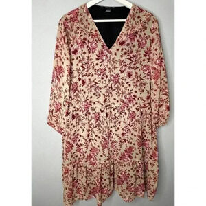 Esmara Kleid Damen Chiffon Spring Dress Size 14 New Floral Pattern Red